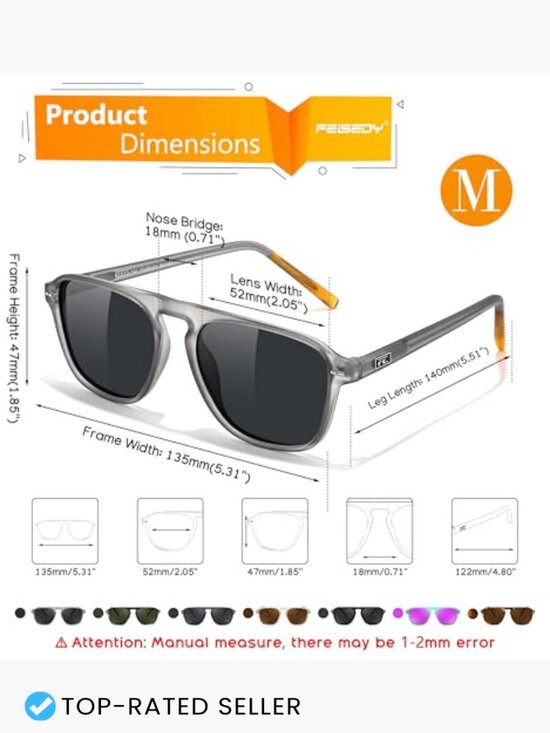 Retro Polarized Aviator Sunglasses Square Frame Vintage Modern Unisex Style main image 6